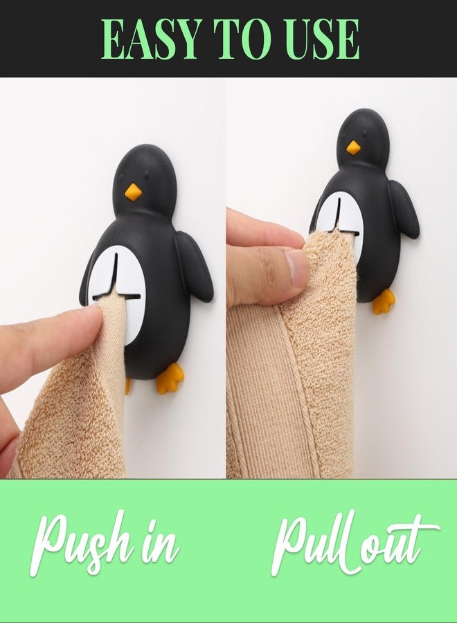 TRCENDE Winter Adorable Silicone Penguin Wall Mount Towel Holder, Funny Penguin Animal Hooking for Kitchen Bath, Wall Mounting Hand Hook, Adhesive Wall Mounted for Hanging Towel Bath Ball Rag XSX38 - Image 3